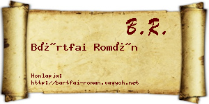 Bártfai Román névjegykártya